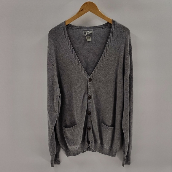 Lucky Knitwear Vintage V Neck Grandpa Sweater Size XL Gray Button down - Picture 1 of 4